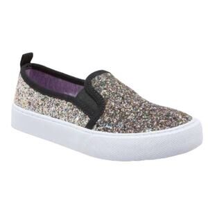New Cat & Jack Black Glitter Sparkle Slip On Sneakers Size 5